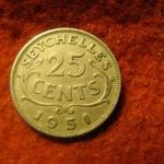 Seychelles nikkel 25 cent 1951 ritka ! fotó