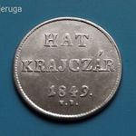 1849 - SZABADSÁGHARC - NB - 6 Krajcár RITKA ! GYÖNYÖRŰ ezüst !! fotó