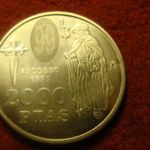 Spanyol nagyméretű ezüst 2000 peseta 1999 UNC, 18 gramm 0.925 33 mm fotó