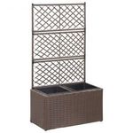 Barna rácsos polyrattan magaságyás 2 kaspóval 58 x 30 x 107 cm fotó