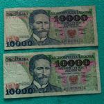 10000 ZLOTY 1988 LENGYEL PAPÍRPÉNZ LOT fotó