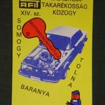 Kártyanaptár, AFIT, 14.sz autójavító , Pécs Szigeti ut, grafikai, reklám figura, Volvo autó, 1982 (1) fotó