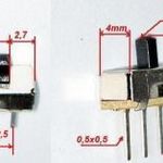 KAPCSOLÓ TOLÓ - CSÚSZÓ 3P. MINI 9x4mm ( 1 ÁRAMKÖRÖS 2 ÁLLÁSÚ TOLÓKAPCSOLÓ PCB ) fotó