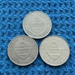 Ausztria 5 Schilling 1971, 1980, 1993 3 darab egyben LOT fotó