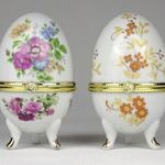 1N521 Nagyméretű porcelán tojás bonbonier pár 9.5 cm fotó