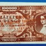 1946 -os hajtatlan Százezer / 100.000 B.-Pengő bankó "100 éves " felülbélyegzés. Ritkább aUNC(L0207) fotó