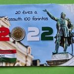 2022. évi 20 éves a Kossuth 100 Forintos bliszter, 2002. évi Kossuth 100 Forint, csak 220 db készült fotó