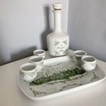 Régi alfoldi porcelán pálinkás készlet Szeged 1701 fotó