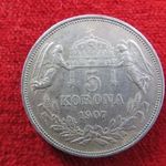 FERENC JÓZSEF 5 KORONA 1907 KB EZÜST: 24g nsz+ fotó