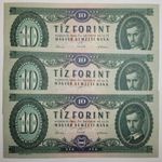 1962 "A 038" 10 Forint 3DB SORSZÁMKÖVETŐ XF++++ SZÉP HEGYES SARKOKKAL!! fotó