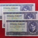 3db SORSZÁMKÖVETŐ 500 FORINT 1969 AUNC fotó