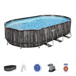 Power Steel 20' x 12' x 48'/6.10m x 3.66m x 1.22m Oval Pool Set fotó