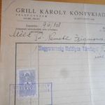 Régi számla (Grill Károly Könyvkiadó, Győr, 1944) fotó