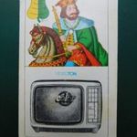 VIDEOTON kártyanaptár, televízió, TV, 1985. Magyar kártya, zöld király, csikó. Retró naptárkártya. fotó