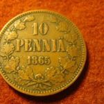 Finnország nagy réz 10 pennia 1865 fotó