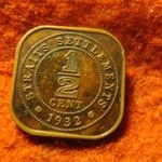 Straits Settlements 1/2 cent 1932 fotó