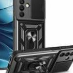 Defender szilikon telefonvédő (ütésállóság, tartógyűrű, kameravédő) FEKETE Samsung Galaxy A26 5G (SM fotó