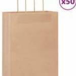 vidaXL 50 db barna kraft papírzacskók fogantyúkkal 26x12x35 cm fotó