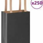 vidaXL 250 db fekete kraft papírzacskók fogantyúkkal 15x8x21 cm fotó