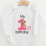 Baba body nyomtatással New Baby My first birthday pink - NEW BABY fotó