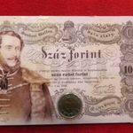 KOSSUTH 100 FORINT 2002 ELSŐ NAPI VERET AUNC, A TOKON RAGASZTÓ NYOMAI és APRÓ LYUKAK fotó