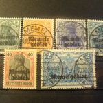 Memel 1920 6 féle pecsételt MI1, 4, 6, 12, 14, 15 kat.ár minimum 58, 50 euro fotó