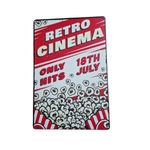 Vintage Dekor Fémtábla, 'RETRO CINEMA' felirat, retro hangulatú kialakítás, 20x30cm fotó