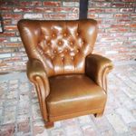 Chesterfield bőr fotel fotó