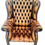 A561 Antik chesterfield füles bőr fotel fotó