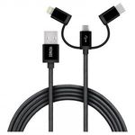 Yenkee YCU 400 USB-A apa - Micro USB/USB-C/Lightning apa 2.0 Adat és töltőkábel - Fekete (1m) (YC... fotó