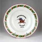 1F814 Antik I. világháborús huszáros porcelán fali tányér 1914-15 fotó