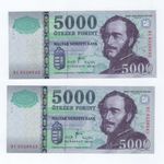 2010 5000 forint BC sorszámkövető pár UNC fotó