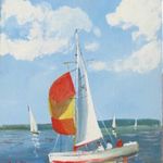 Bánfi - "Vitorlás a Balatonon" (olaj, karton 33×27 cm) fotó