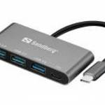 Sandberg USB-C to 3xUSB 3.0 Hub + PD Gray fotó