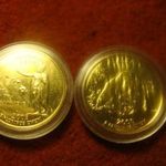 USA 2 féle aranyozott, emlék 1/4 dolláros egyben, kapszulában fotó