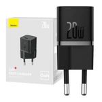 Baseus GaN5 Mini USB-C hálózati töltő 20W fekete (CCGN050101) (CCGN050101) fotó