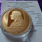 2008 HUNYADI MÁTYÁS (Mathias Corvinus) 50.000 forint SZÍNARANY ÉRINTETLEN PROOF UNC. fotó