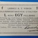 1917 -es LEIBICZ 1 fillér "Hadifogoly-tábor pénz ALÁÍRT változat" RITKA !!!! bankó !!!! UNC (L0542) fotó