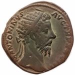 Marcus Aurelius dupondius PMTRP COSIII (Br) 11, 02g VF+ Szép portré! Zöldesbarna patina! fotó