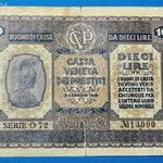 1918 -as ITALY -10 Lire Cassa Veneta dei Prestiti bankó !!! VG (L0706) fotó