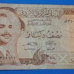 1975-1992 -ig JORDAN- 1/2 Dinar vízjeles bankó UV aktivitással ! F (L0558) fotó