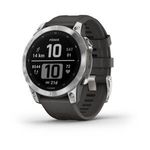 Garmin Fenix 7 okosóra ezüst, grafit színű szilikon szíjjal (010-02540-01) (010-02540-01) fotó