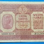 1918 -as ropogós papírú ITALY - 20 Lire bankó !!! Cassa Veneta dei Prestiti VF (L0670) fotó