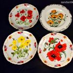 4 DB GYÖNYÖRŰ VIRÁG MINTÁS PORCELÁN TÁNYÉR EGYBEN X fotó