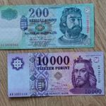 egy 10ezres és egy papír 200as fotó