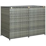 antracit polyrattan dupla tároló gurulós kukához 148x77x111 cm fotó