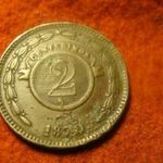 Paraguay nagy réz 2 centesimos 1870 fotó