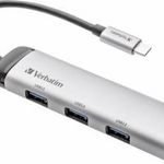 Verbatim 4 port USB 3.2 hub USB-C dugóval, LED-es kijelző Szürke fotó