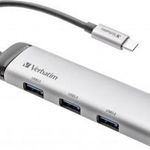 Verbatim ADATTATORI 4 port USB 3.2 hub USB-C dugóval, LED-es kijelző Szürke fotó