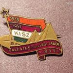 KISZ ÖNKÉNTES IFJÚSÁGI TÁBOR 1959 ZOMÁNCOS JELVÉNY !!! fotó